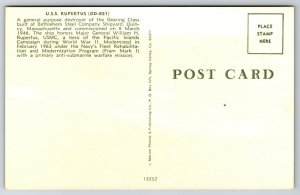 U.S.S. Rupertus DD 851 Navy General Purpose Destroyer Photo Postcard