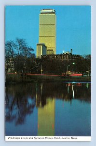 Prudential Tower Night View Boston Massachusetts MA  UNP Chrome Postcard P3