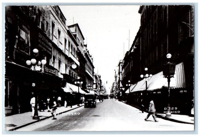 c1930's Madero Business Street View Mexico City Mexico RPPC Photo Postcard 