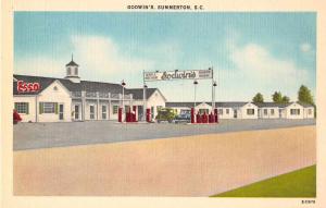 Summerton South Carolina Godwins Motor Court Gas Station Postcard J53075 