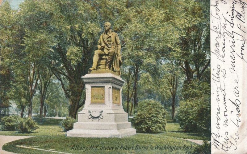 Albany NY, New York - Robert Burns Statue in Washington Park - pm 1906 - UDB