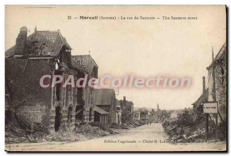 Old Postcard Moreuil (Somme) Rue du Santerre