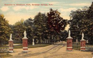 Saratoga Springs New York Woodlawn Park Entrance Antique Postcard K39753 