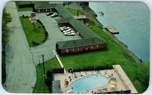 MANISTEE, Michigan  MI   Aerial Roadside RIVERSIDE MOTEL  1968   Postcard