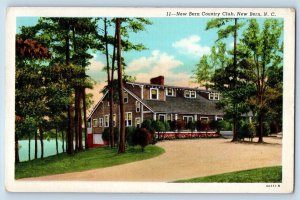 New Bern North Carolina NC Postcard View Of New Bern Club House 1946 Vintage