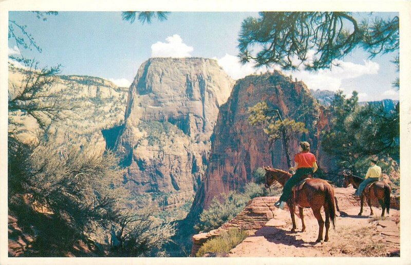 Postcard 1950s Railroad advertising West Rim Trail Zion National Park 23-12711