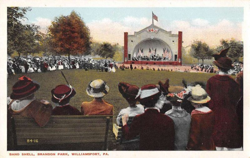 Williamsport Pennsylvania Brandon Park Band Stand Vintage Postcard AA13080