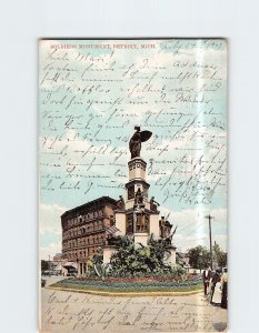 Postcard Soldiers Monument Detroit Michigan USA