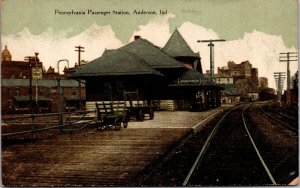 Postcard Pennsylvania Passenger Railroad Station in Anderson, Indiana~134661