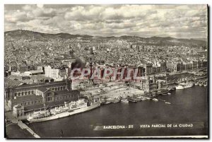 Old Postcard Barcelona Partial Vista De La Ciudad Boat