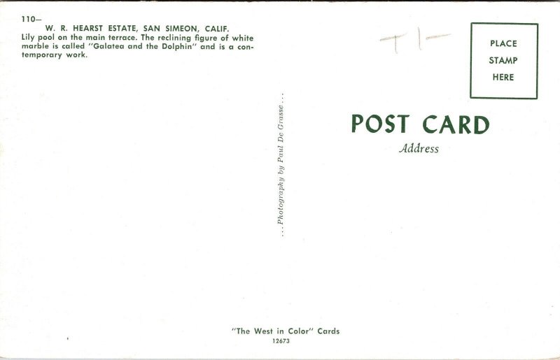 WR Hearst Estate San Simeon California CA Postcard UNP VTG Unused Vintage Chrome 