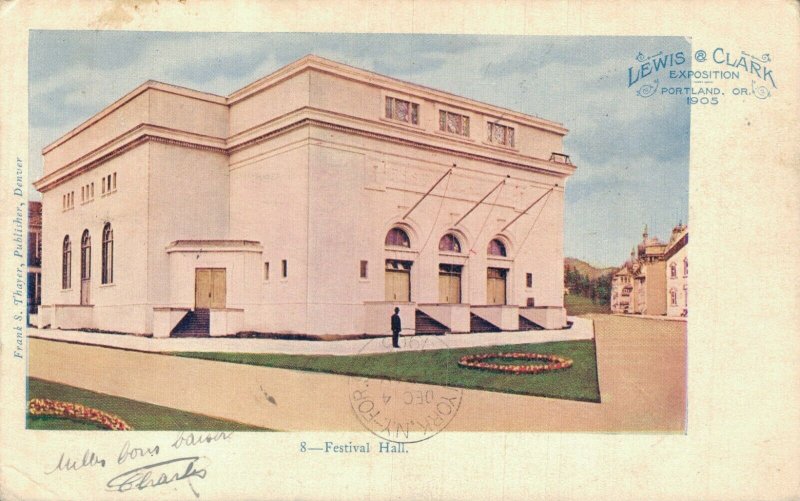 USA Festival Hall Lewis Clark Exposition Portland Oregon Vintage Postcard 07.72 