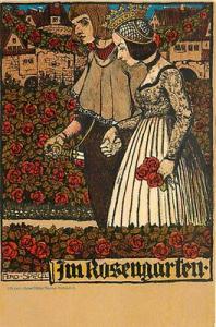 SPIEGEL-ROSE GARDEN-ROMANTIC COUPLE HOLDING HANDS-SWORD-C...