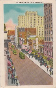 Postcard St Catherine St West Montreal Canada 1952