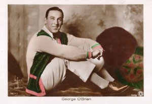 George O'Brien Film Actor Hand Coloured Tinted Real Photo Postcard