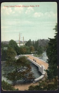 New York NIAGARA FALLS Luna Island Bridge - pm1909 - Divided Back