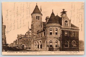 Augusta Maine~Post Office & Drug Store on Main St~1906 TUCK UDB~Sepia Postcard
