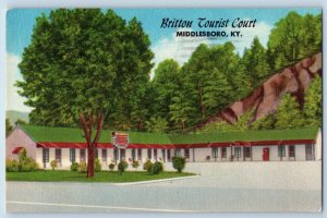1957 Britton Tourist Court Restaurant Cottages Middlesboro Kentucky KY Postcard