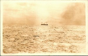 RPPC Steamer Fishing Boat In Ice Alaska AK UNP 1920s Postcard D11