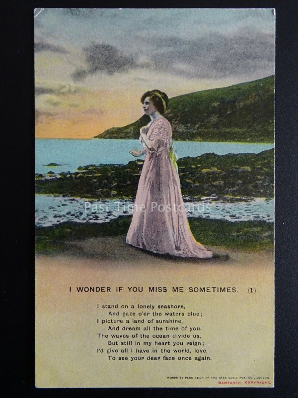 WW1 I WONDER IF YOU MISS ME SOMETIMES Bamforth Song Cards set of 3 No 4628 1/2/3