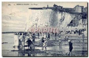 Old Postcard Mers Les Bains Beach
