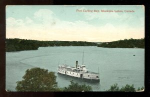 dc615 - PORT CARLING Ontario Muskoka 1909 Steamer Kenozha Postcard