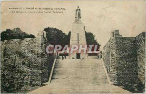 Old Postcard Monument Victory and Verdun Soldiers