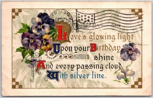 Cartão postal saudações de aniversário, 1911 amores luz brilhante seu aniversário, maricas-