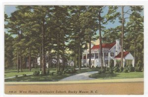 West Haven Rocky Mount North Carolina linen postcard