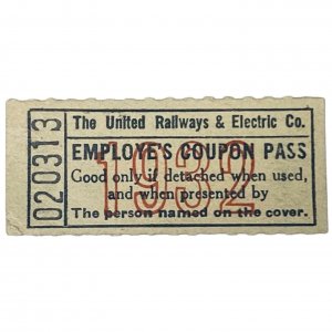 1932 Employees Pass The United Railways & Electric Co., Baltimore Maryland