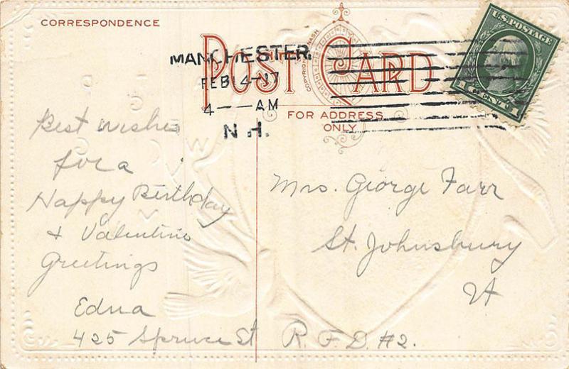 My Valentine Greetings Poem Embossed Tilted Stamp Postcard