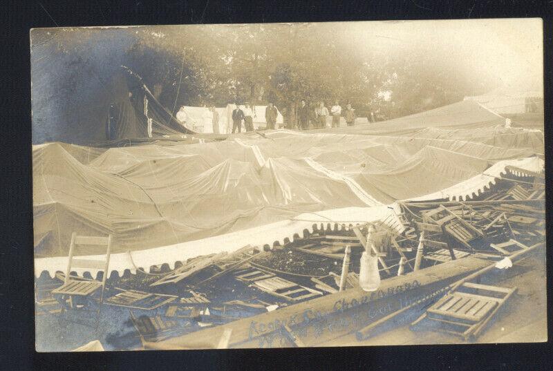 RPPC KEOKUK IOWA COUNTY CHAUTAUQUA TENT DISASTER REAL PHOTO POSTCARD