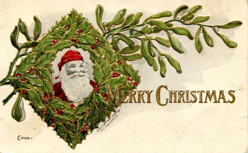 Greeting - Christmas. Santa Claus      (crease in card)