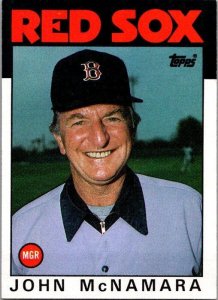 1986 Topps Baseball Card John McNamara Manager Boston Red Sox sk2630