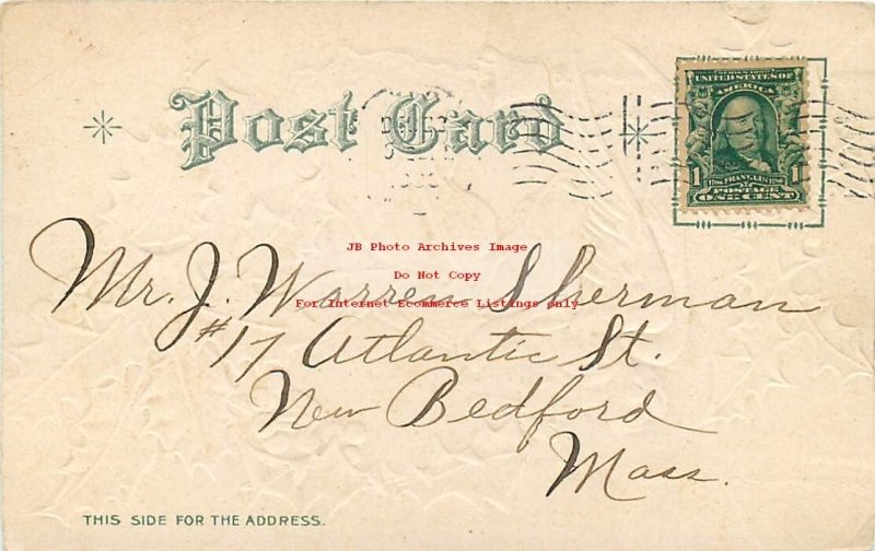 Christmas, Unknown Pub, Two Angels Flying between Holly