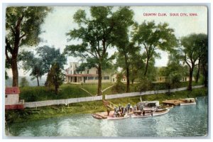 c1910's View Of Country Club Boats Sioux City Iowa IA Unposted Antique Postcard