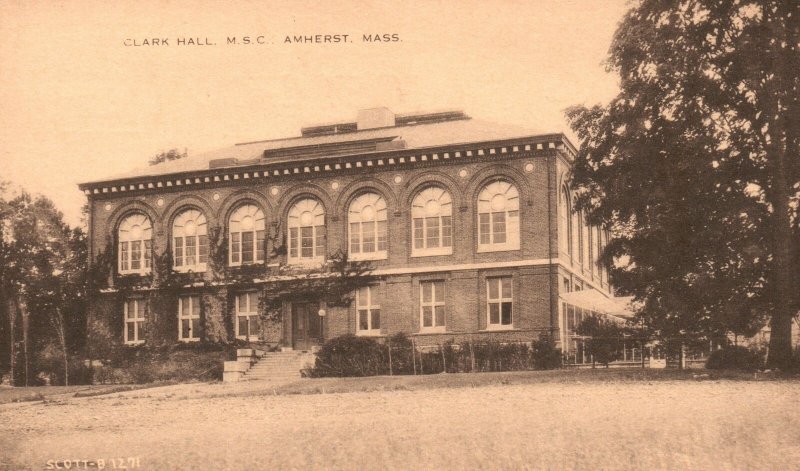 Vintage Postcard Clark Hall MSC Amherst Mass. Massachusetts By Artvue