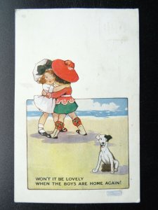 WW1 Comic Sottish  Army Theme THE BOYS ARE HOME AGAIN c1917 Postcard