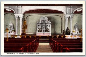 Vtg St Augustine Florida FL Interior Of Cathedral Roman Catholic Church Postcard