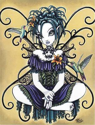 Lillian Gothic Hummingbird Fairy by Myka Jelina Art Postcard