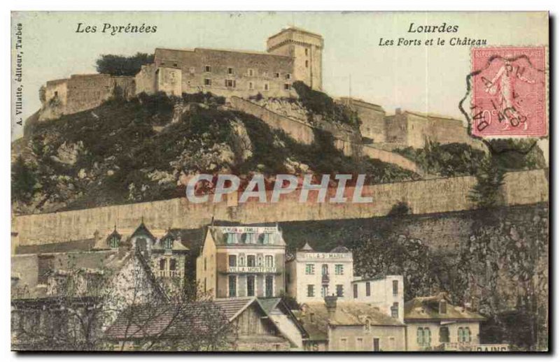 Old Postcard Lourdes Forts and Castle