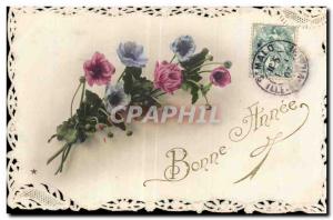 Old Postcard Fancy Flower embroidered map