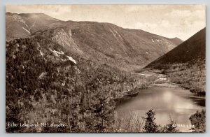 RPPC Echo Lake and Mt Lafayette Franconia Notch NH 1940 Postcard H25