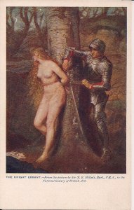 Medieval Knight Errant Rescuing Beautiful Nude Woman, Fantasy 1910's Millais