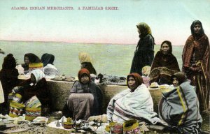 PC CPA US ALASKA INDIAN MERCHANTS A FAMILLIAR SIGHT Vintage Postcard (b24699)