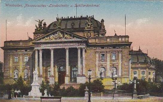 Germany Wiesbaden Nassauisches Landesteater und Schillerdenkmal