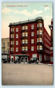 GENEVA, NY New York  Street Scene HOTEL SENECA 1921 Ontario County  Postcard