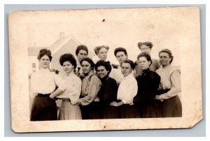 Vintage 1910's RPPC Postcard Group Photo of Victorian Women Big Hair