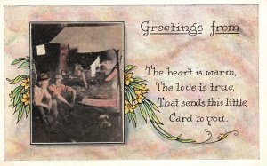 ?Vintage Postcard 1910's Greetings Card From The Heart Is Warm The Love Is True