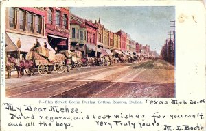 Elm Street Dallas Cotton Season Horse Wagon Liquors Shops Postcard 1906